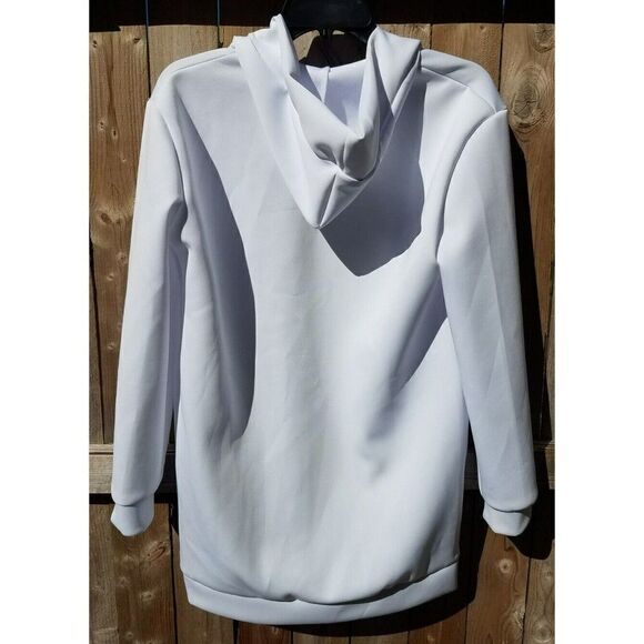 White Large Men's Cardigan Hooded Lightweight Long Sleeves - Picture 6 of 11